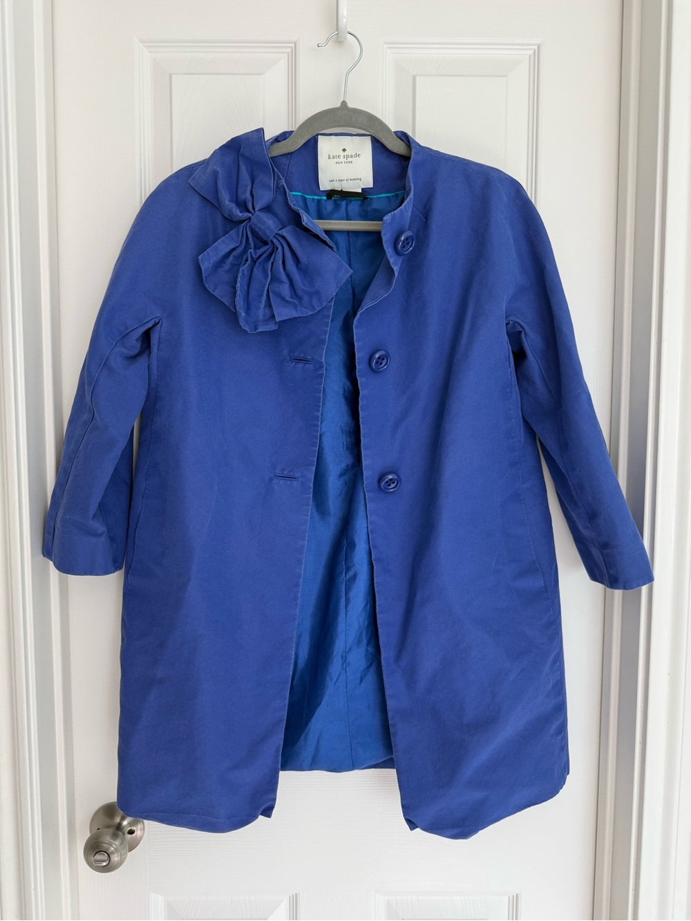 kate spade Cobalt Blue Floral Bow Trench Coat